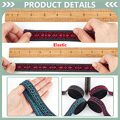 5 Yards 5 Colors Ethnic Style Embroidery Flat Polyester Elastic Flower Jacquard Cord/Band&nbsp;OCOR-BC0007-69