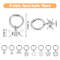 16Pcs 8 Style Pentacle & Triple Moon & Star of David Alloy Shoe Charms&nbsp;HJEW-AB00638