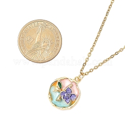 3Pcs 3 Styles Flower Alloy Enamel Pendant 304 Stainless Steel Cable Chain Necklaces for Women&nbsp;NJEW-JN05551