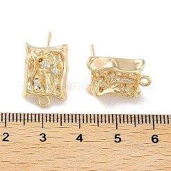 Brass Micro Pave Cubic Zirconia Stud Earring Findings&nbsp;KK-E107-14G