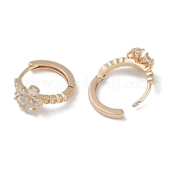 Flower Glass Hoop Earrings&nbsp;EJEW-L292-019G