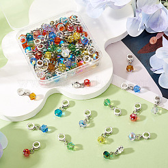 100Pcs 10 Colors Electroplate Transparent Glass Faceted Pumpkin European Dangle Charms&nbsp;PALLOY-TAC0232