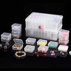 3 Bags Rectangle Plastic Organizer Storage Boxes with 30Pcs Mini Square Nail Art Small Items Cases and 168Pcs Label Printer Paper&nbsp;CON-DR0001-08