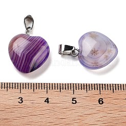 Natural Banded Agate Charms&nbsp;LS-HEAR-PW0001-057-38