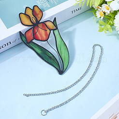 Bird of Paradise Flower Stained Acrylic Pendant Decoration&nbsp;HJEW-WH20003-24B
