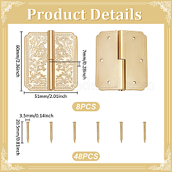 8Pcs Rectangle Brass Cabinet Drawer Butt Hinges Connectors&nbsp;KK-UN0006-12