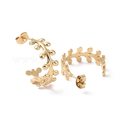 Ion Plating(IP) 304 Stainless Steel Leaf Wrap Stud Earrings&nbsp;EJEW-G326-02G