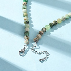 6MM Natural Green Line Jasper Round Beaded Necklaces&nbsp;GG-CBAA808-02P-A