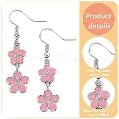 5 Pairs 5 Colors Alloy Enamel Flower Dangle Earrings&nbsp;EJEW-AN0004-76