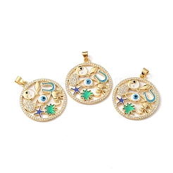 Rack Plating Brass Micro Pave Cubic Zirconia Pendants&nbsp;KK-F852-14G