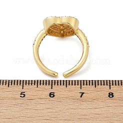 Brass Micro Pave Cubic Zirconia Cuff Rings for Women&nbsp;RJEW-F182-05G