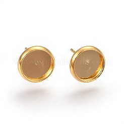 Flat Round 304 Stainless Steel Stud Earring Settings Ion Plating(IP)&nbsp;STAS-I323-10mm-G03