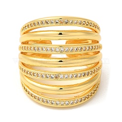 Brass Micro Pave Cubic Zirconia Open Cuff Rings&nbsp;RJEW-U008-08G