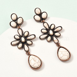 Alloy Synthetic Turquoise Dangle Stud Earrings&nbsp;EJEW-U053-06R