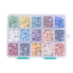 15 Colors Pearlized Plated Handmade Porcelain Cabochons&nbsp;PORC-JP0001-01-A