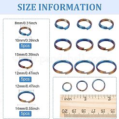 15Pcs 3 Styles Rainbow Color Titanium Alloy Split Rings&nbsp;FIND-OC0001-94
