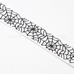 Halloween Ornaments Spider Web Pattern Printed Grosgrain Ribbons&nbsp;SRIB-L005-16mm-04