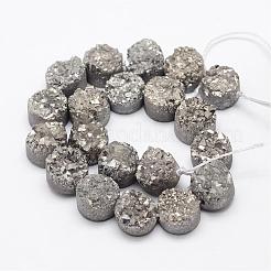 Electroplated Natural Druzy Quartz Crystal Bead Strands&nbsp;G-G889-07