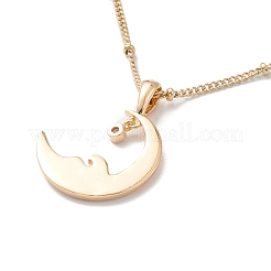 Clear Cubic Zirconia Moon Pendant Necklaces&nbsp;NJEW-I123-01