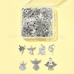 80Pcs Tibetan Style Alloy Moon with Fairy Pendants&nbsp;TIBEP-FA0001-RS