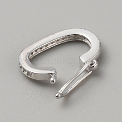 Rhodium Plated 925 Sterling Silver Micro Pave Clear Cubic Zirconia Twister Clasps&nbsp;FIND-WH0422-21B-P