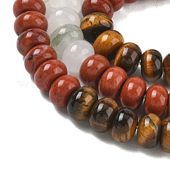 Natural Red Jasper & Tiger Eye & Blue Spot Jasper & Dalmatian Jasper & Topaz Jade & Tianshan Cui Quartzite Beads Strands&nbsp;GG-CBA9281-A08-5x8mm