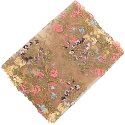 2 Yards Polyester Lace Embroidery Fabric&nbsp;DIY-CY0003-01B