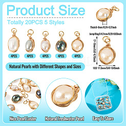 20Pcs 5 Styles Natural Cultured Freshwater Pearl Potato Pendants&nbsp;PALLOY-TA00381