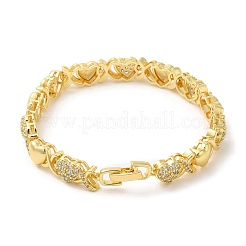 Cubic Zirconia Heart Link Chain Bracelet&nbsp;BJEW-M296-05G