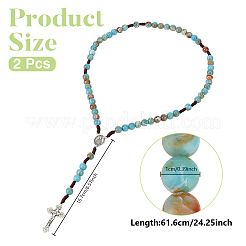2Pcs 10MM Round Acrylic Rosary Bead Necklaces&nbsp;NJEW-UN0001-93