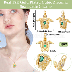 8Pcs Brass Micro Pave Cubic Zirconia Pendants&nbsp;KK-BBC0018-75