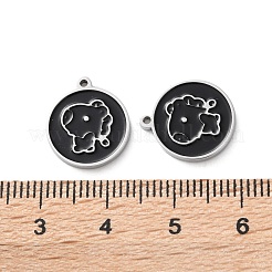 304 Stainless Steel Black Enamel Charms&nbsp;STAS-M102-17P-01