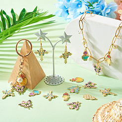 20Pcs 10 Styles Light Gold Plated Alloy Enamel Pendants&nbsp;ENAM-TA0001-75