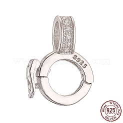 Rhodium Plated 925 Sterling Silver Micro Pave Clear Cubic Zirconia Twister Clasps&nbsp;STER-K176-13P