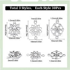 90Pcs 3 Styles Tibetan Style Alloy Connector Charms&nbsp;FIND-SC0007-88