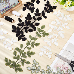 3 Pairs 3 Colors Leaf Polyester Computerized Embroidery Sew on Ornament Accessories&nbsp;DIY-FG0004-38