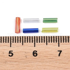 50g Transparent Colours Rainbow Glass Bugle Beads&nbsp;GLAA-FP0001-23