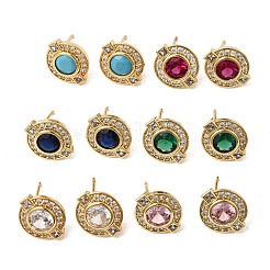 Brass Micro Pave Cubic Zirconia Stud Earrings&nbsp;EJEW-G471-05G