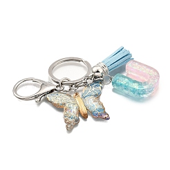 26Pcs Transparent Epoxy Resin & Transparent Acrylic & Faux Suede Tassel Keychain&nbsp;KEYC-JKC01202-21