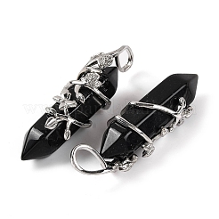 Natural Obsidian Double Terminal Pointed Pendants&nbsp;G-C144-03P-11