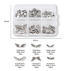 6 Styles Tibetan Style Alloy Wing Beads&nbsp;TIBEB-YW0001-03AS