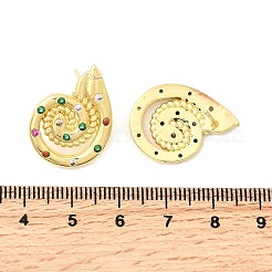 Vortex Spiral Brass Micro Pave Cubic Zirconia Stud Earrings&nbsp;EJEW-L305-05G-01