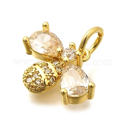 Bees Brass Micro Pave Cubic Zirconia Charms&nbsp;KK-S508-47G