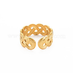 Ion Plating(IP) 304 Stainless Steel Wave Wrap Open Cuff Ring for Women&nbsp;RJEW-S405-217G