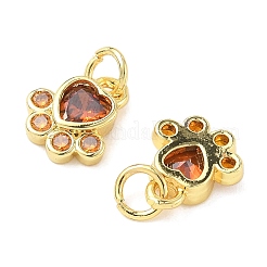 Brass Pave Cubic Zirconia Paw Print Charms&nbsp;KK-I355-17G
