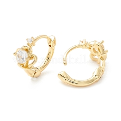 Clear Cubic Zirconia Crown Hinged Hoop Earrings for Women&nbsp;EJEW-P196-29G