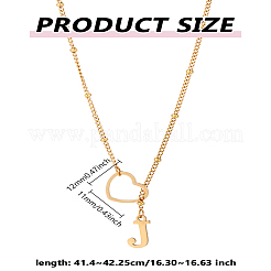 1Pc Letter & Heart Stainless Steel Lariat Necklaces for Women&nbsp;NJEW-LP0002-87G-J