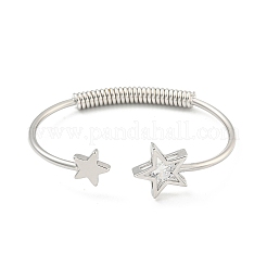 Star Brass Pave Clear Cubic Zirconia Open Cuff Bangles for Women&nbsp;BJEW-G704-03P
