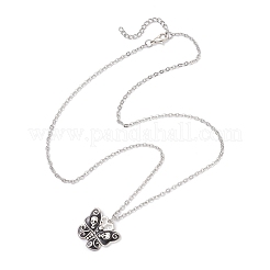 Alloy Enamel Halloween Skull Butterfly Pendant 304 Stainless Steel Cable Chain Necklaces&nbsp;NJEW-JN05446