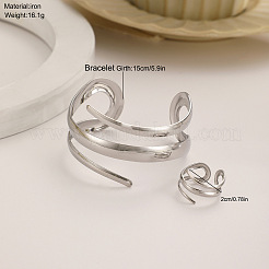 Alloy Spiral Cuff Bangles & Rings Sets&nbsp;FS-WG33B53-01
